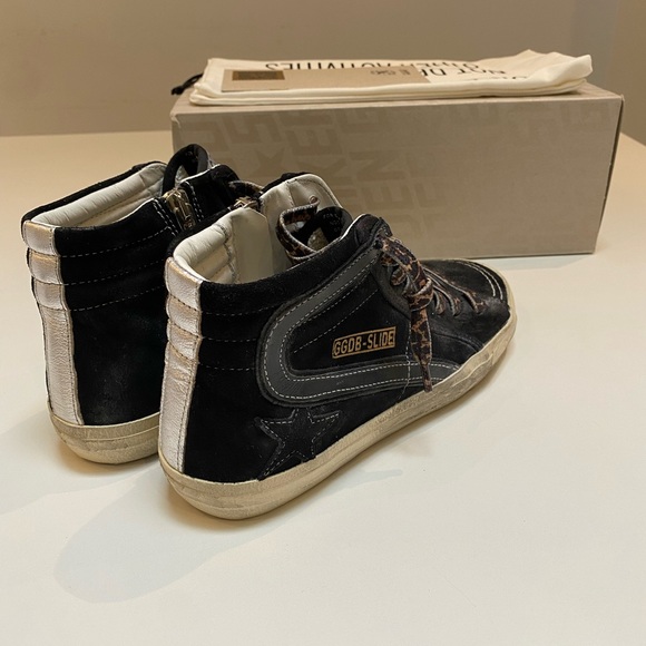 Golden Goose Slide Sneaker in Black Suede/Silver sz 38 New in Box - Picture 11 of 15